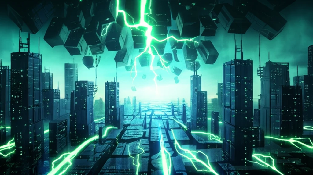 Futuristic cityscape with earthquake-resistant buildings.