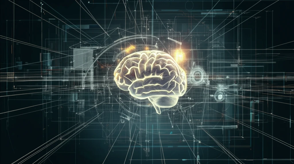 A digital illustration representing interconnected project stakeholders and information flow, symbolizing a collective mind.