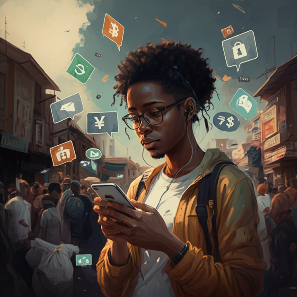 Smartphone user in Nigeria navigating data costs.