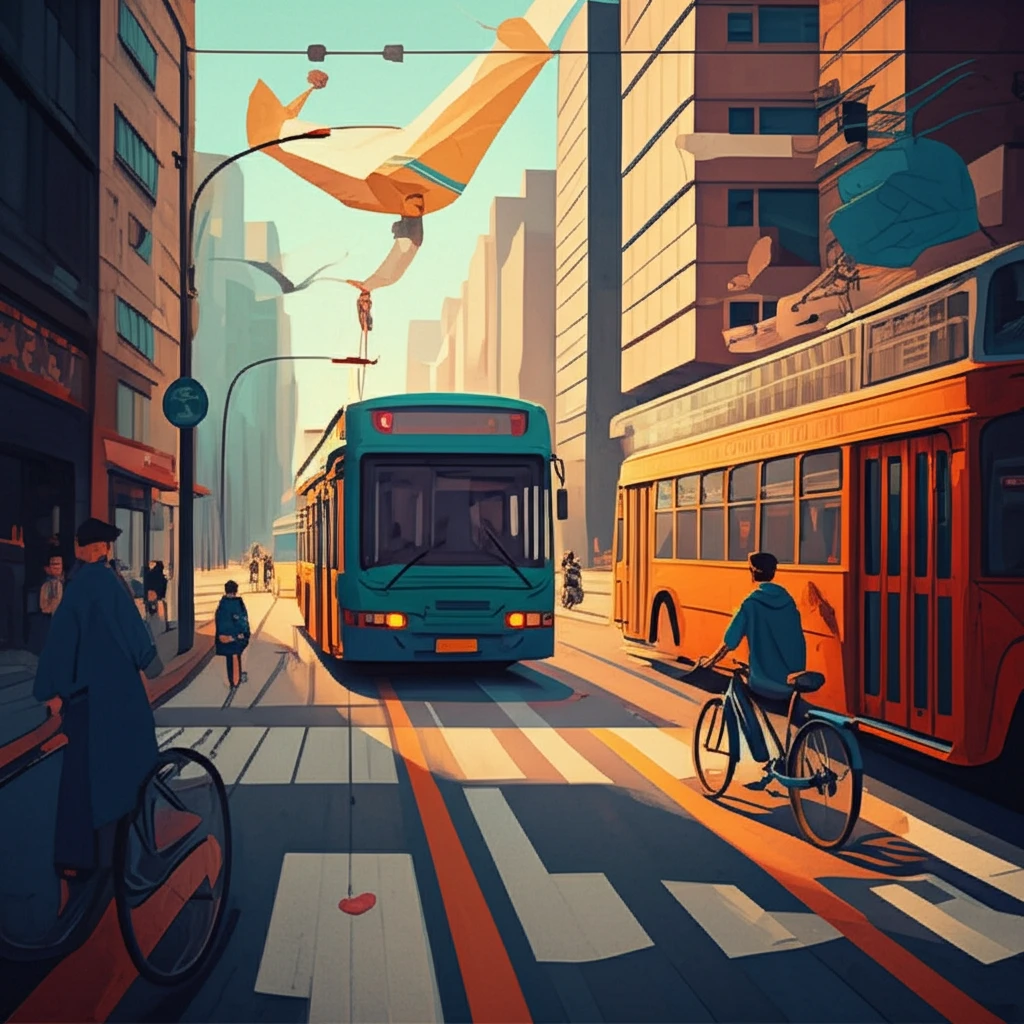 Diverse commuters in a vibrant, accessible city.