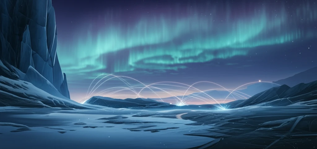 Surreal illustration of an icy landscape representing the complexity of an ice material model.