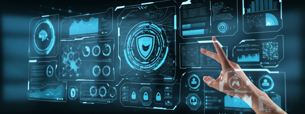 Futuristic insurance interface showcasing interconnected customer relationships.