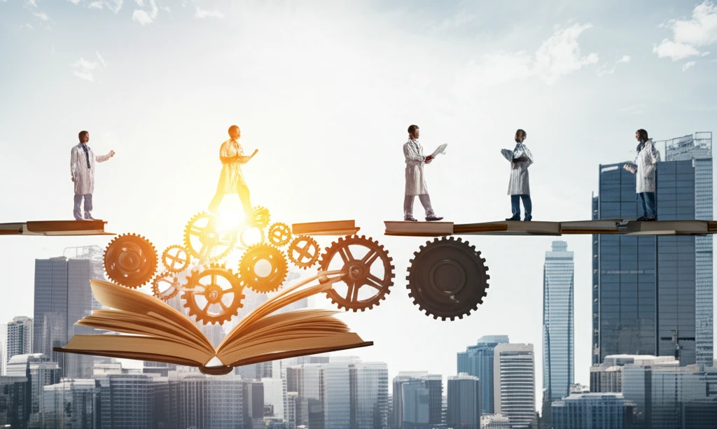 Healthcare professionals building a bridge of knowledge and collaboration.