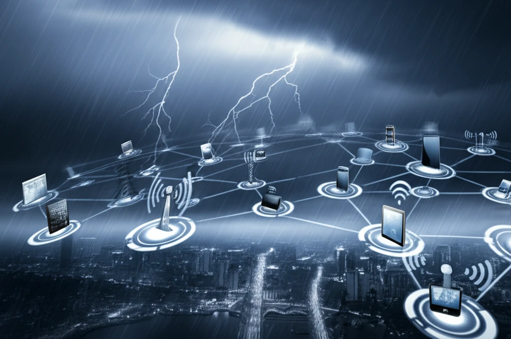 A resilient mobile network connecting devices during a storm.