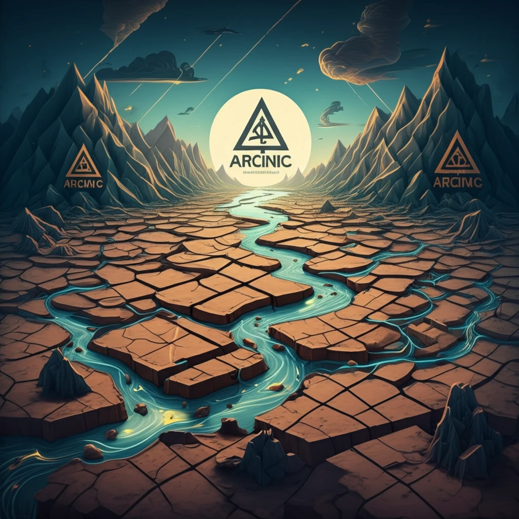 Arsenic Contamination: A Surreal Digital Illustration of Water Flowing Through Cracked Earth