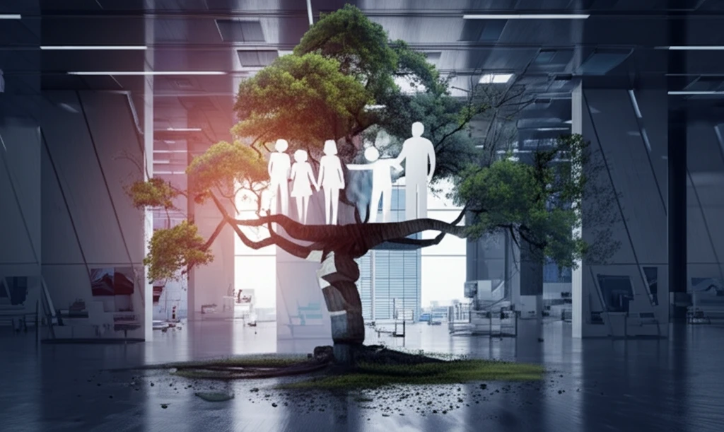 Family business success concept illustration showing growth.