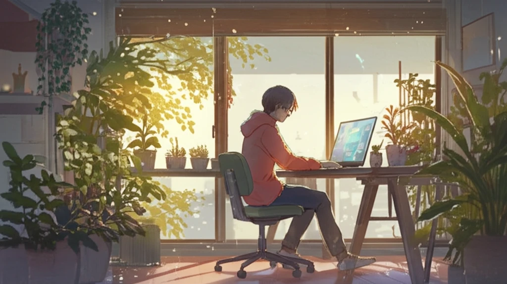 Illustration of a comfortable and sustainable office environment.