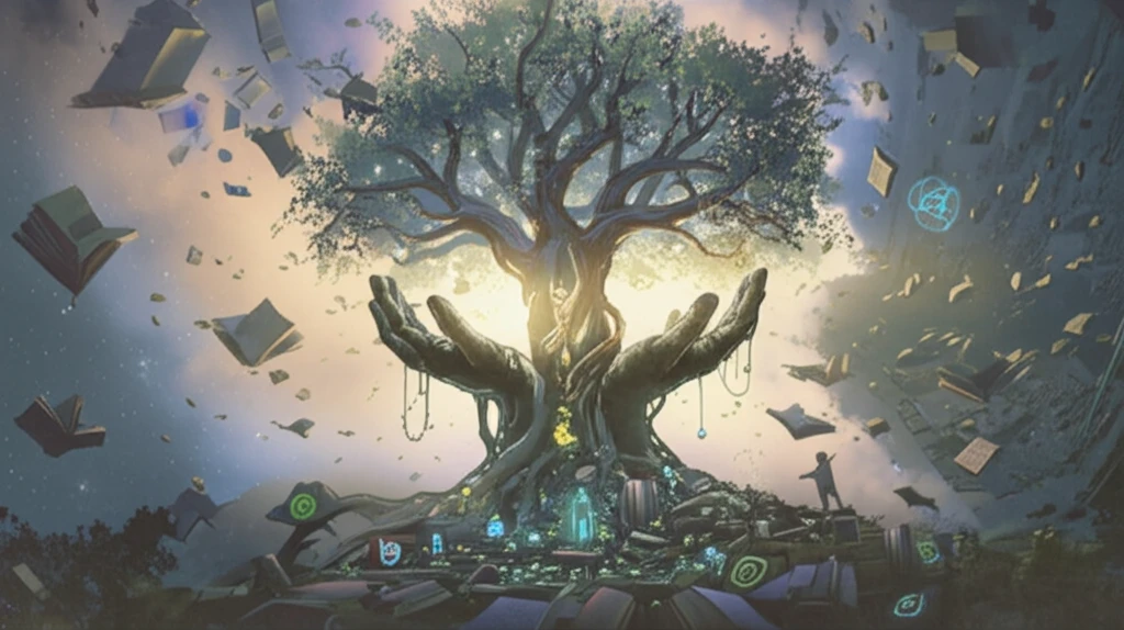 Illustration of a tree nurturing a child, symbolizing parental beliefs shaping their development.
