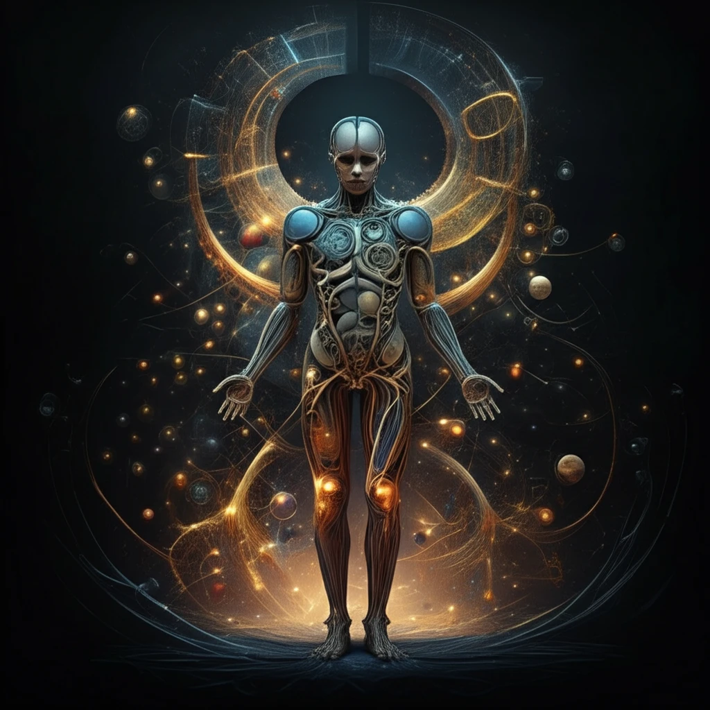 Interconnected elements represent the holistic view of health and wellness.