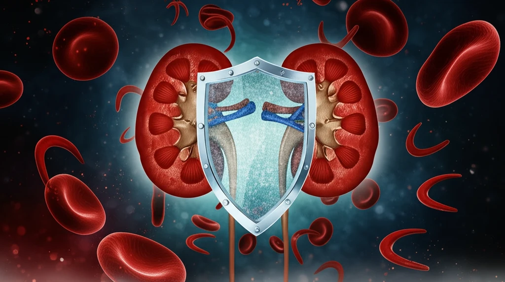 Illustration of healthy kidneys protected from sickle cell damage.