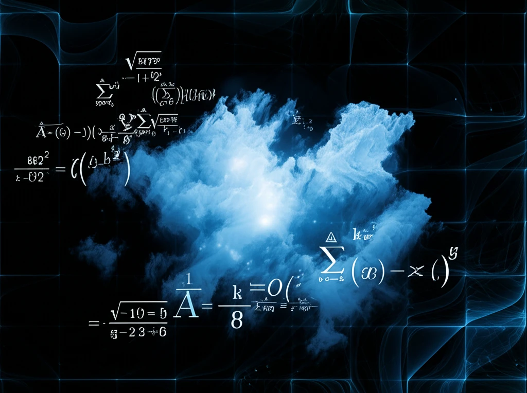 Surreal illustration of swirling clouds and equations representing turbulence.