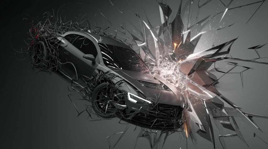 A car made of carbon fiber and aluminum crashing safely.