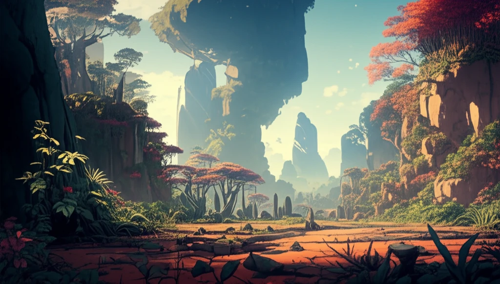 The diverse landscape of Madagascar, a mix of rainforest and village, showing the harmony between human life and biodiversity