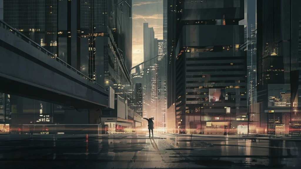 Futuristic cityscape supported by a strong composite steel-concrete beam.