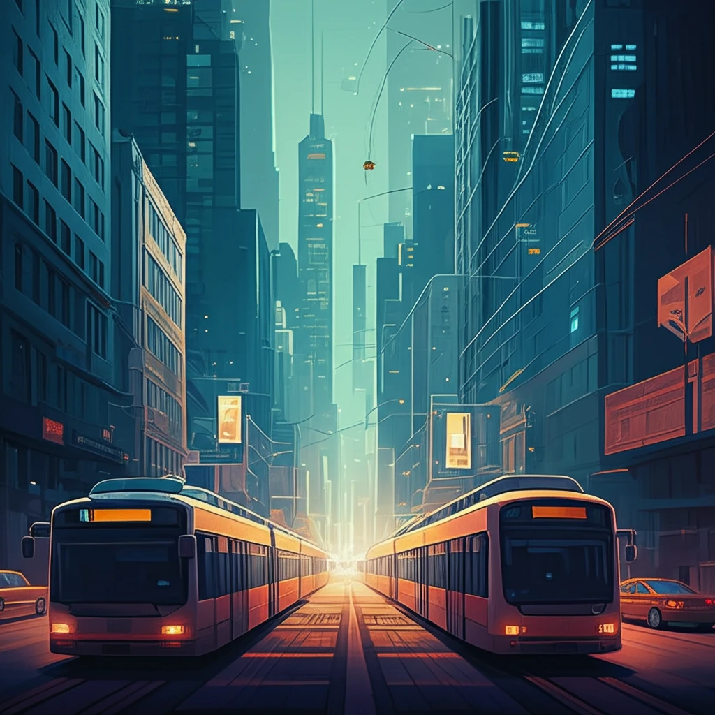 City skyline with integrated public transport, symbolizing safety.