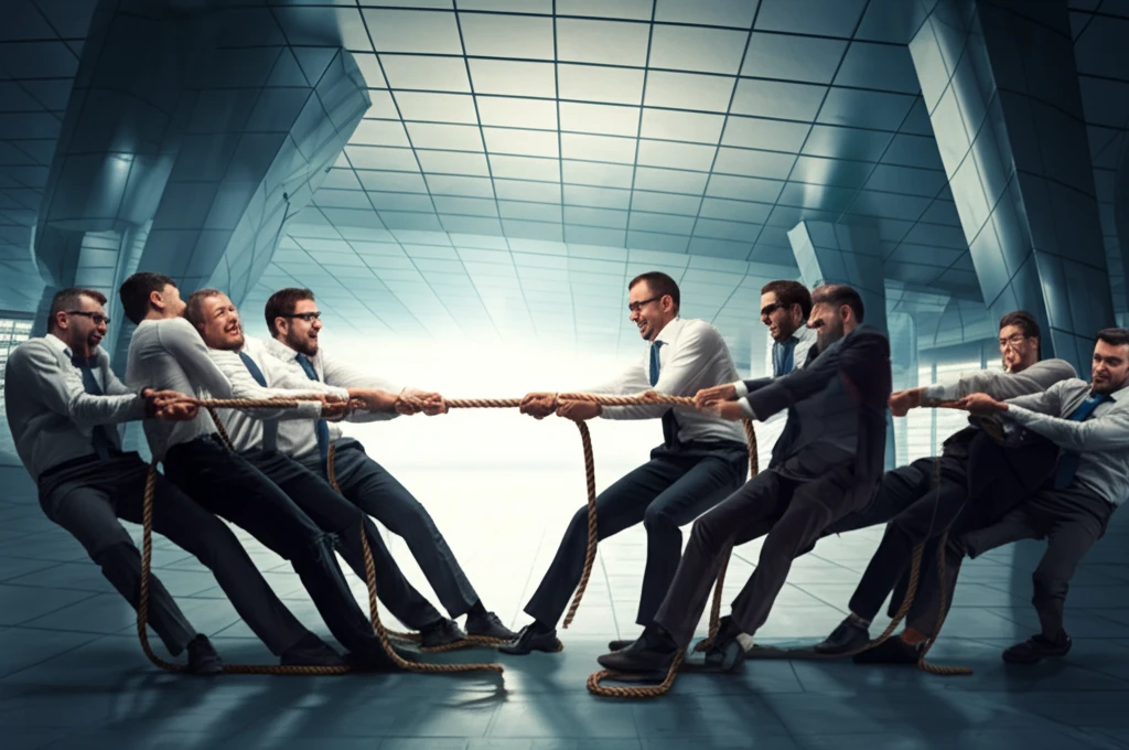 Tug-of-war symbolizing the impact of organizational politics