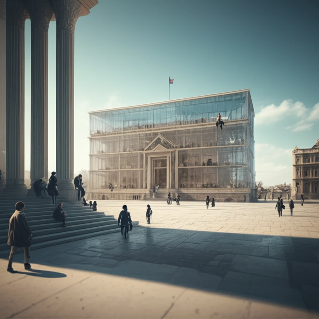 Transparent government building symbolizing good governance.