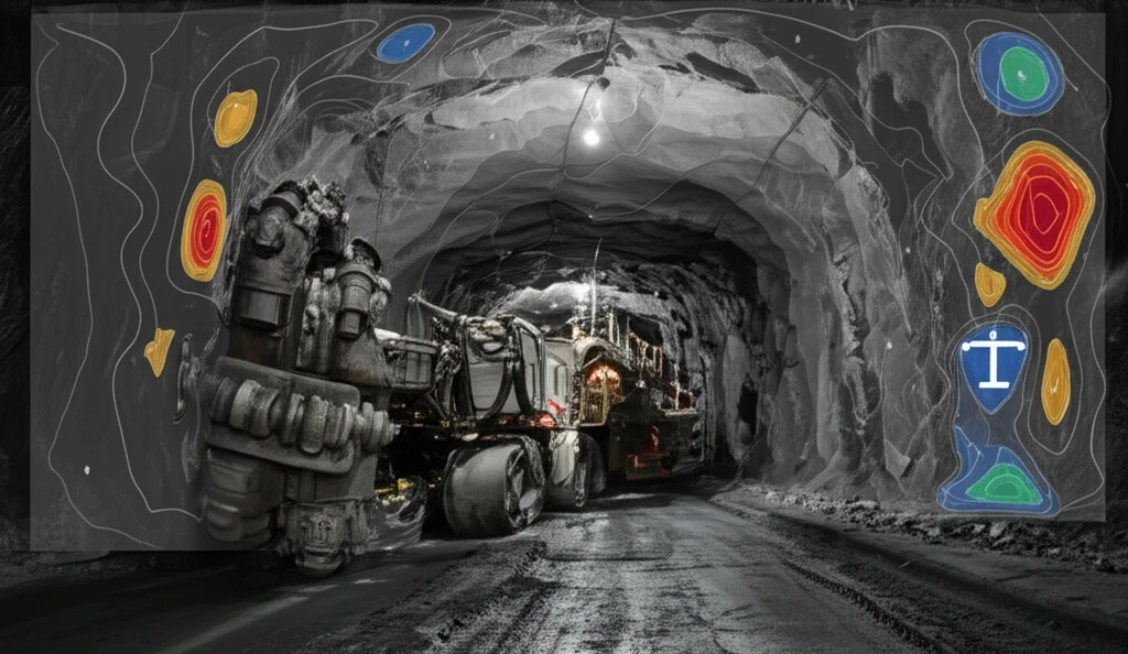 Coal mine interior with stress distribution overlay.