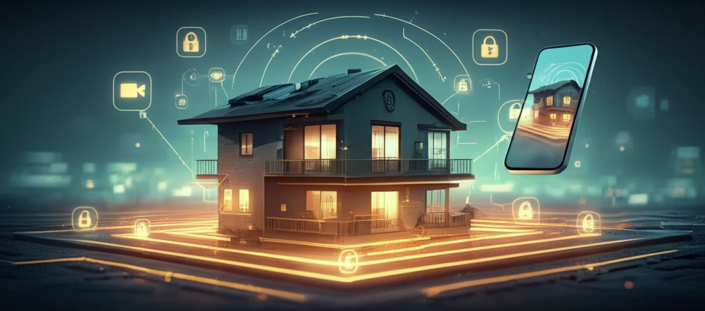 Smart home security system with Zigbee network and smartphone control.