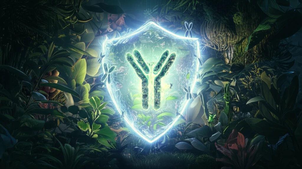 Plants protected by a glowing antibody shield.