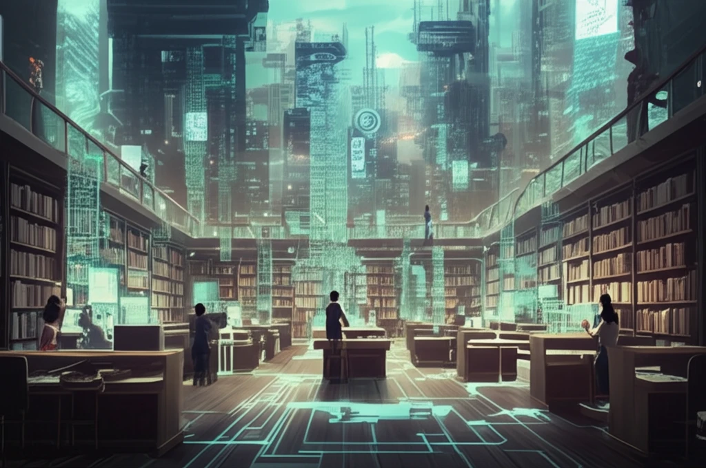 Glowing books connected to futuristic cities symbolizing the impact of research on economic growth.