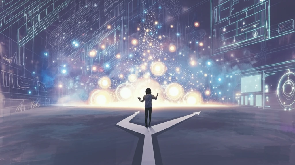 Teacher at a crossroads of teaching methods.