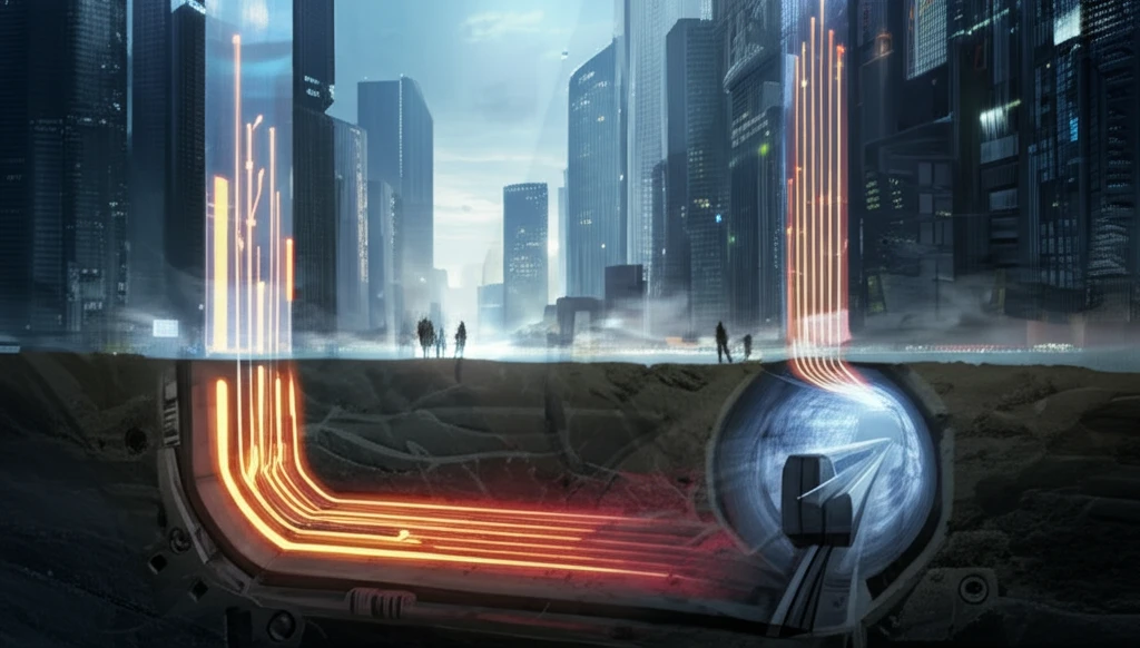 Futuristic cityscape powered by underground subway heat.