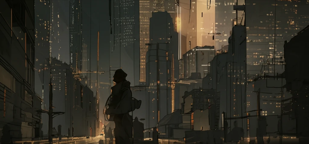 Unequal cityscape symbolizing the urban wage gap and racial inequality.