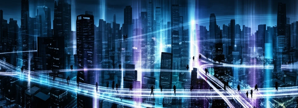 Futuristic cityscape with glowing predicted paths.