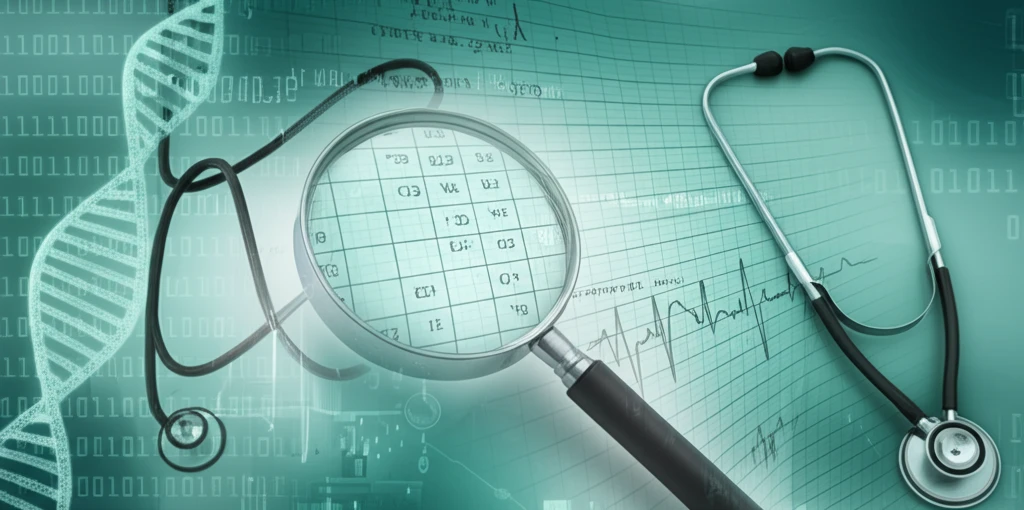 Magnifying glass examining medical chart