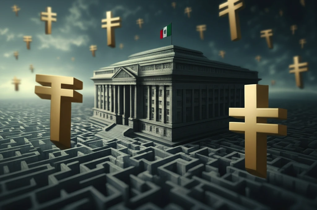 Central bank building in Mexico, maze of inflation