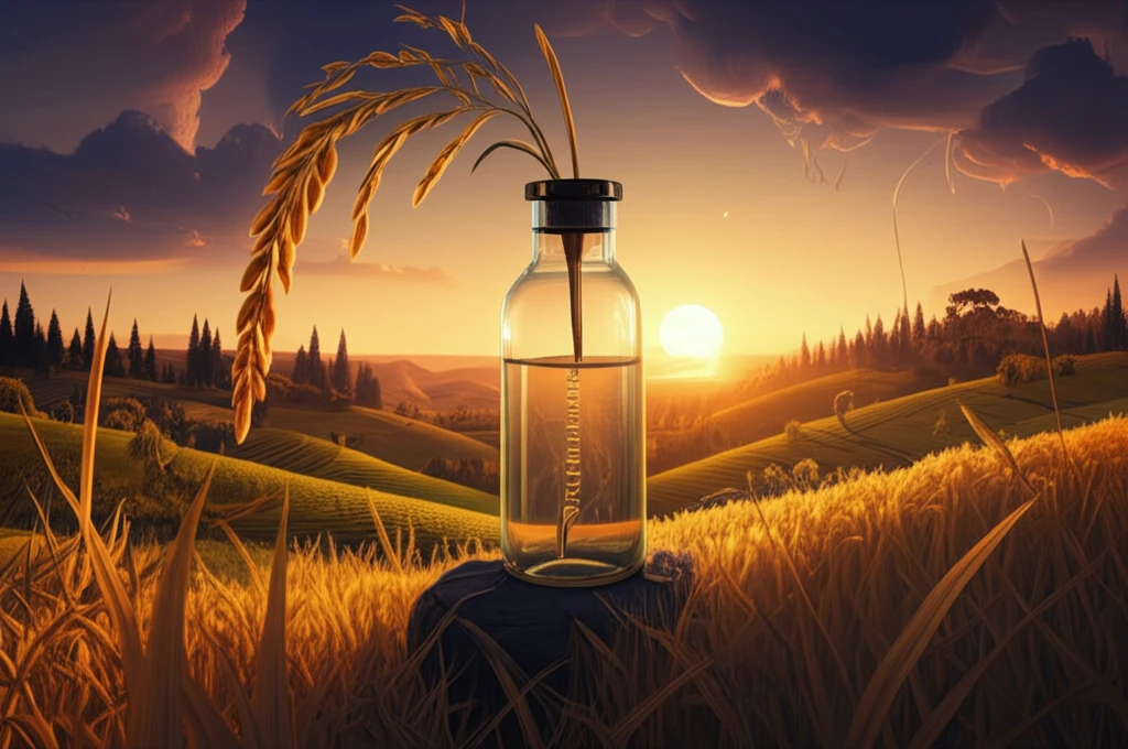 Alchemy of biofuel: Rice straws transforming into ethanol.