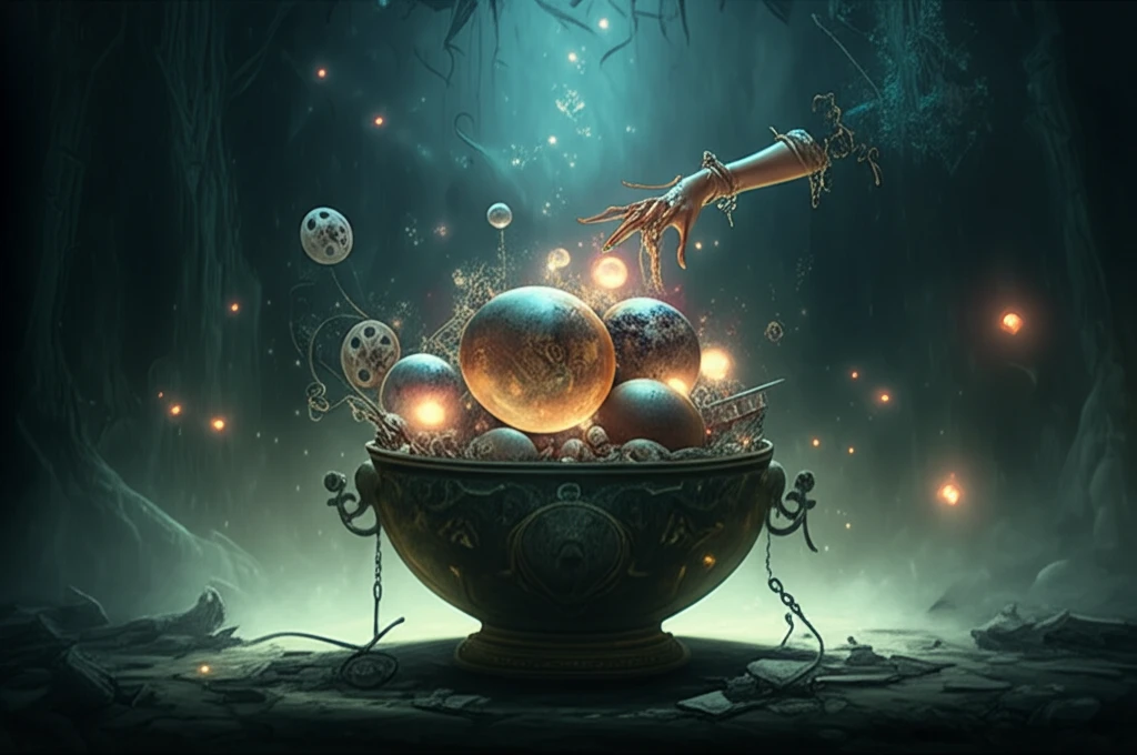 Surreal illustration of an urn with glowing orbs representing preference categories.