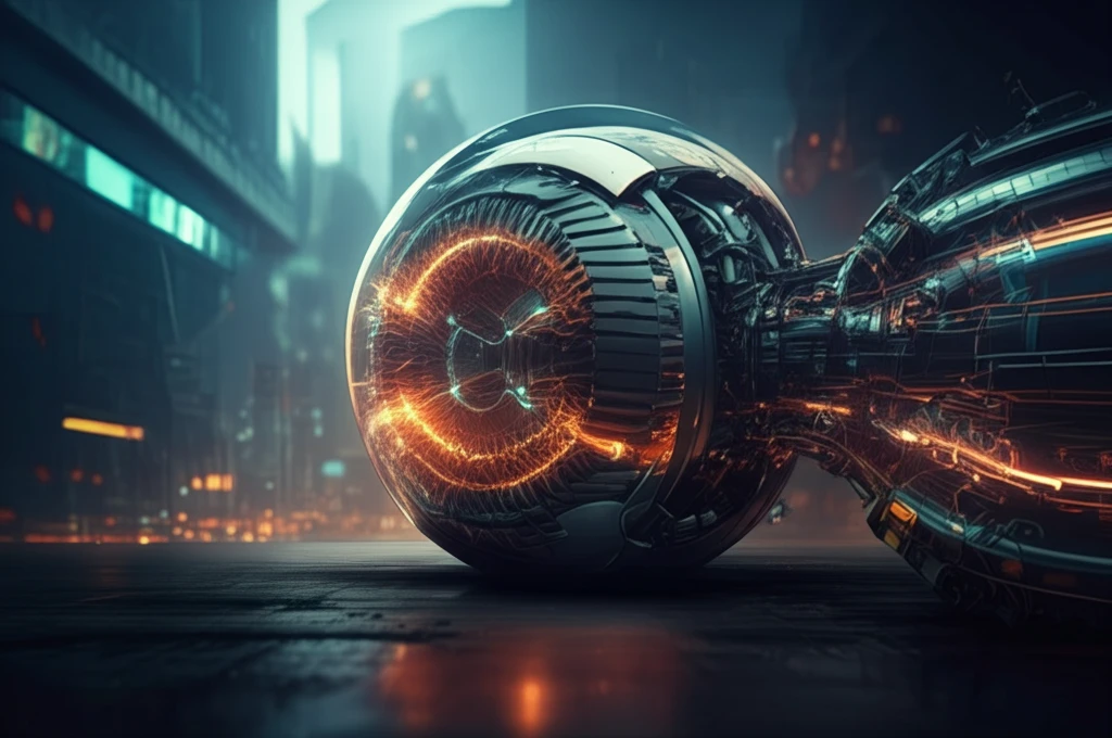 Futuristic electric vehicle motor with swirling magnetic flux lines