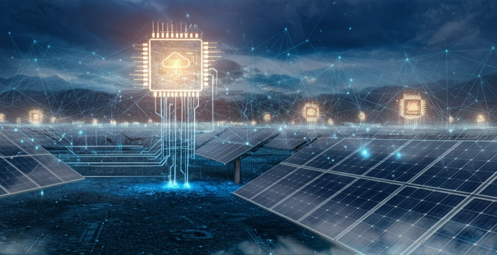 Smart grid network powered by solar panels with a central Fuzzy Logic Controller.