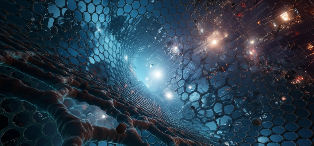 Futuristic cityscape with tiny carbon nanotube filter