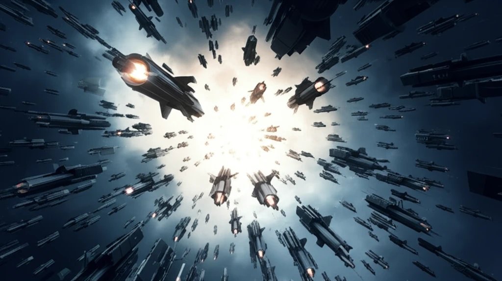 Futuristic missiles converging on a target, illustrating coordinated defense.