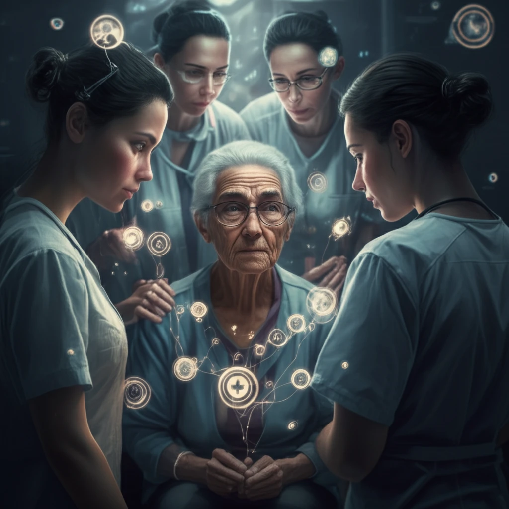 Supportive nursing care for elderly woman.