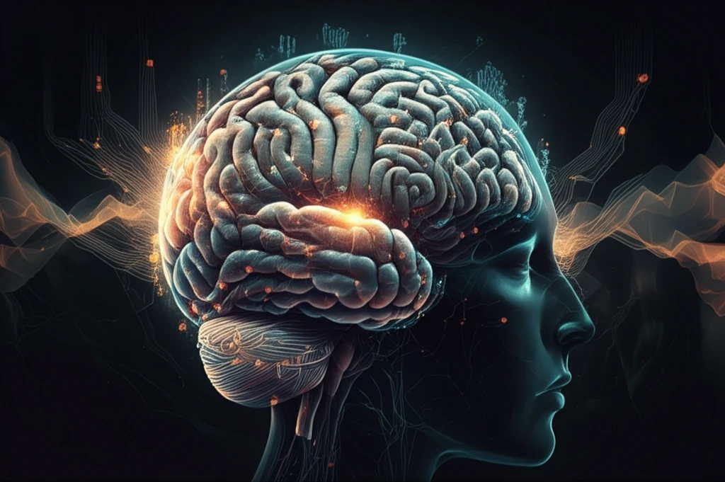 Brain made of interconnected circuits, glowing softly, with a simulated annealing process