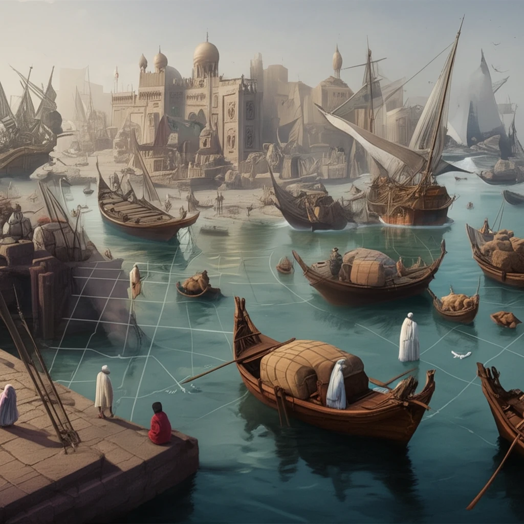 Bustling Arabian Sea port symbolizing the interplay of capitalism and smuggling.