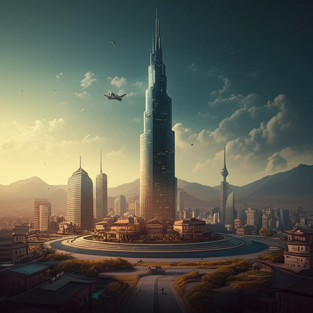 A world map of cultural patterns blending with a corporate skyscraper.