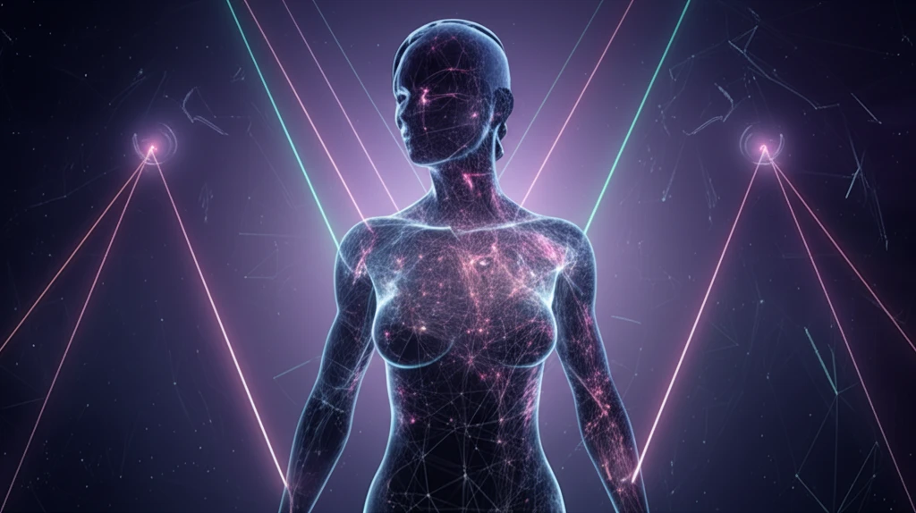 Silhouette with smooth skin as laser beams erase unwanted hair.