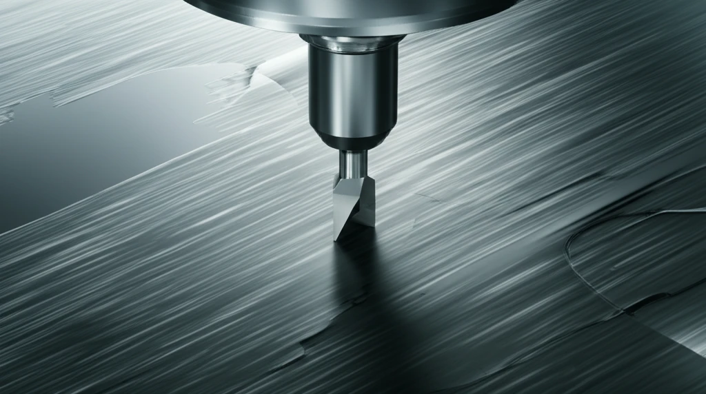 Microscopic view of metal machining process.