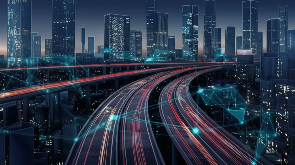 AI-optimized freeway with neural network patterns.