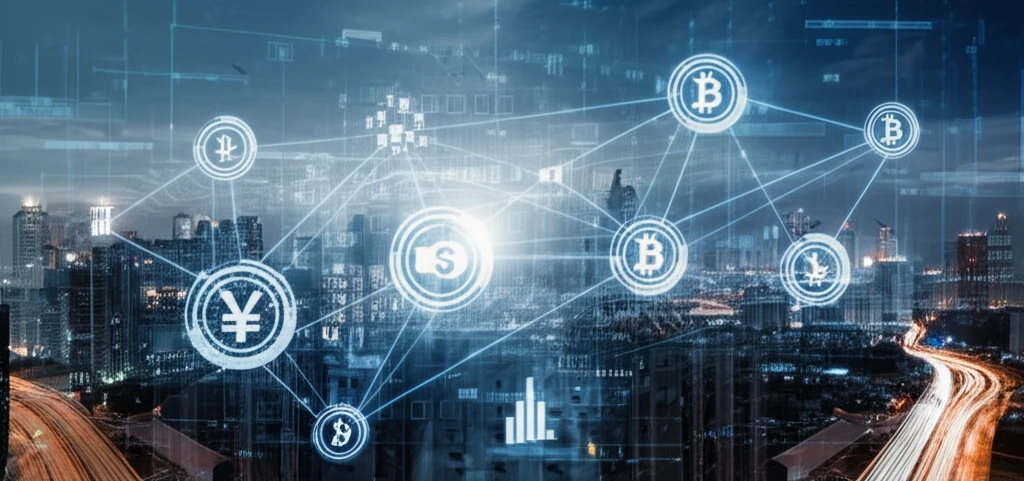Interconnected financial networks.