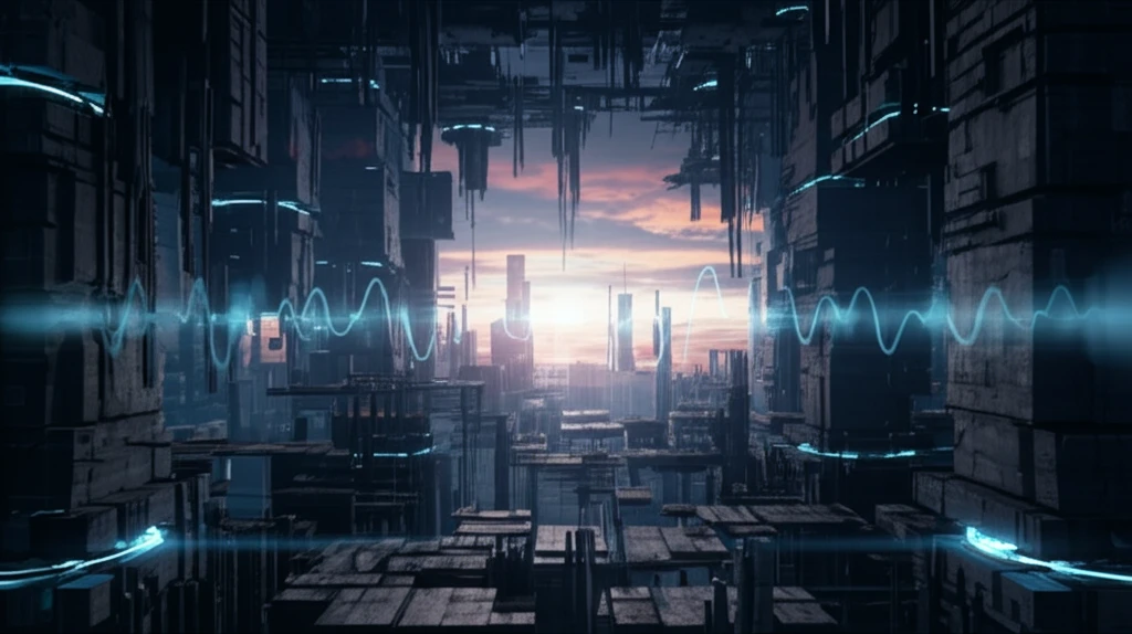 Futuristic city skyline protected by friction pendulum bearings.