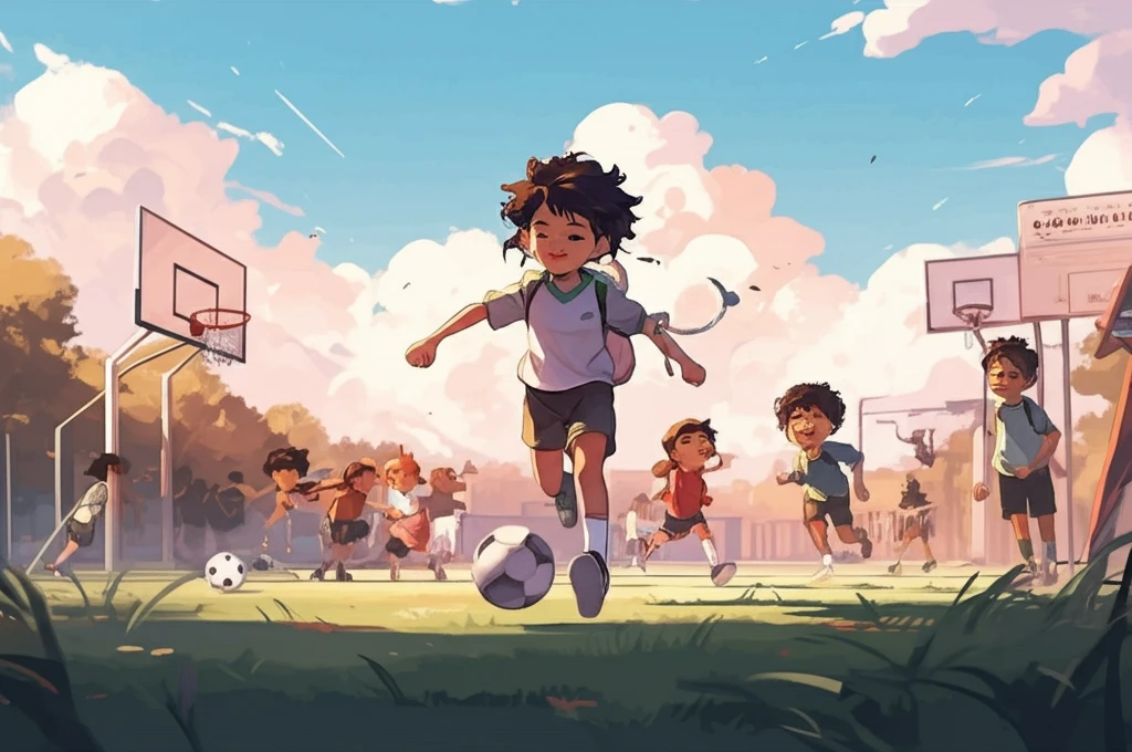 Children participating in various sports and fitness activities in a colorful after-school program.