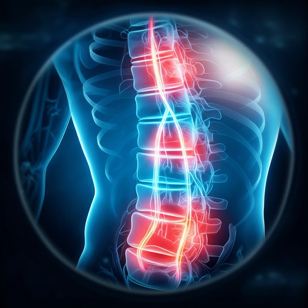 Endoscopic view of a spine with highlighted pain generators