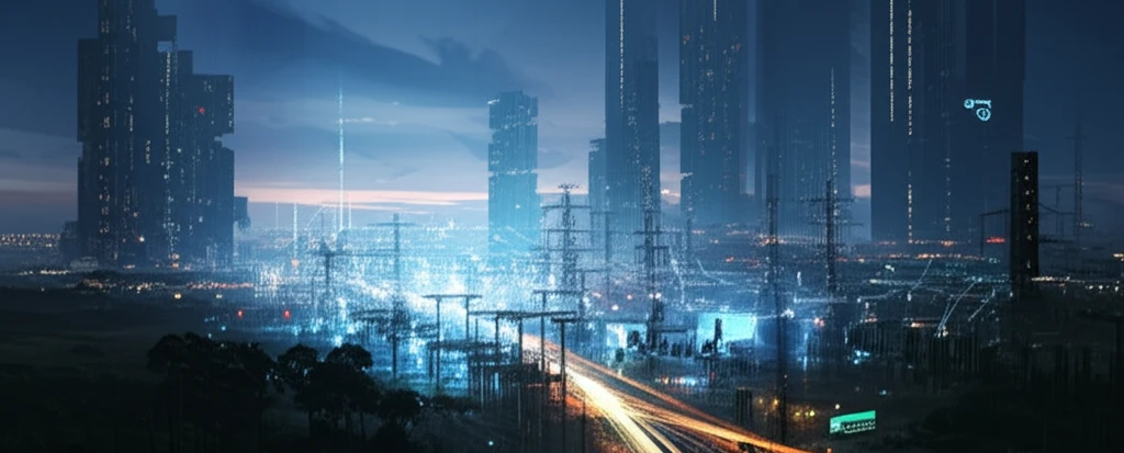 Futuristic power grid glowing with energy.