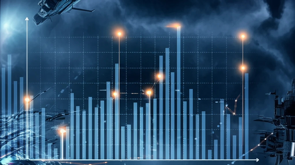 Data chart with outliers highlighted in a digital landscape.
